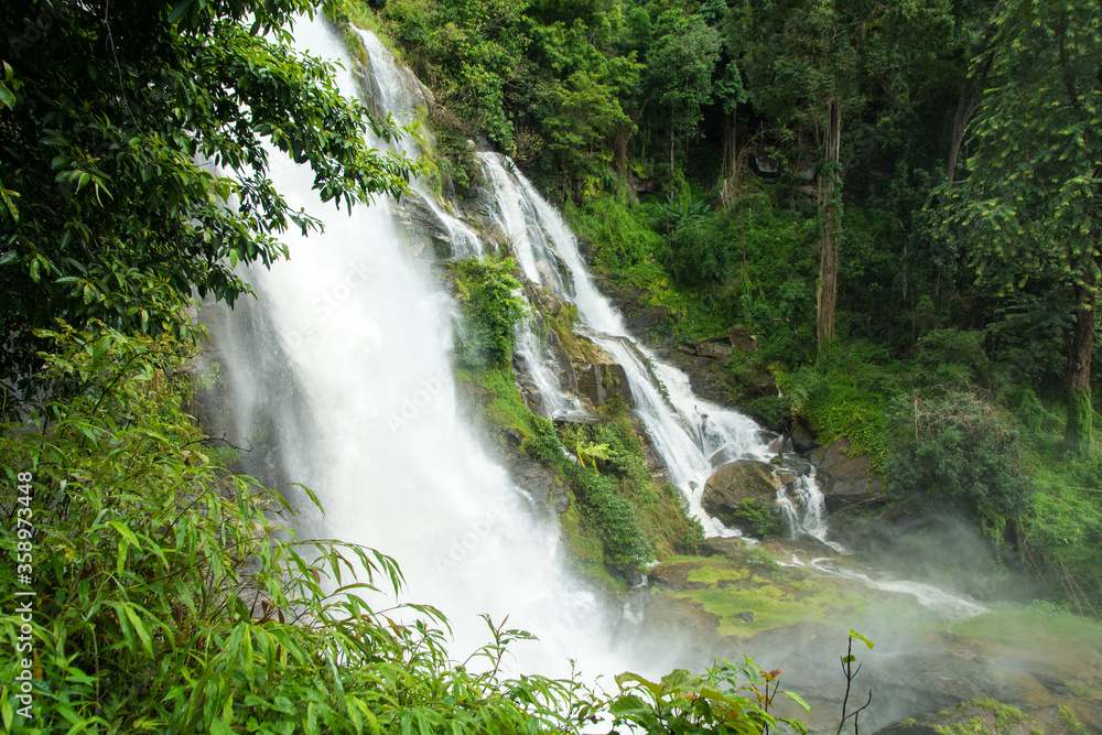 Obraz premium Water fall located in deep rain forest jungle named