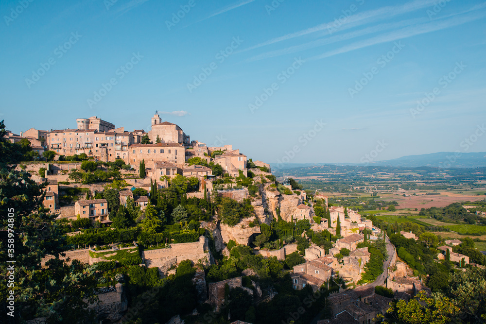 Panoramic view of the village Gordes in Provence, France.