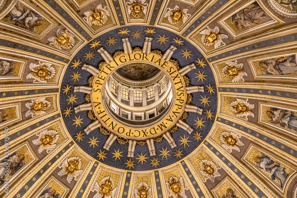 Dome of Saint Peter's Basilica in  Rome, Italy.