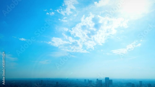 東京の都市景観と青空　タイムラプス