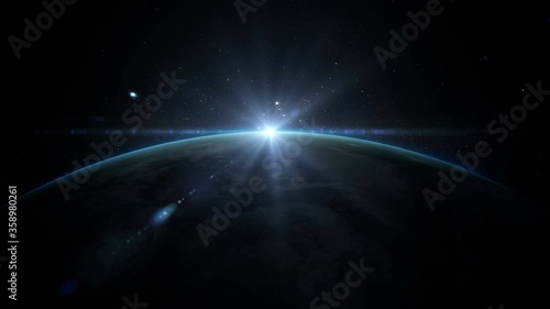 Planet Earth as seen from space. With stars background. realistic 3d animation