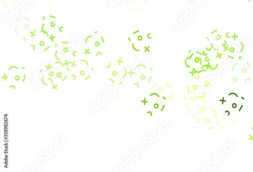 Light Green  Yellow vector texture with mathematic symbols.