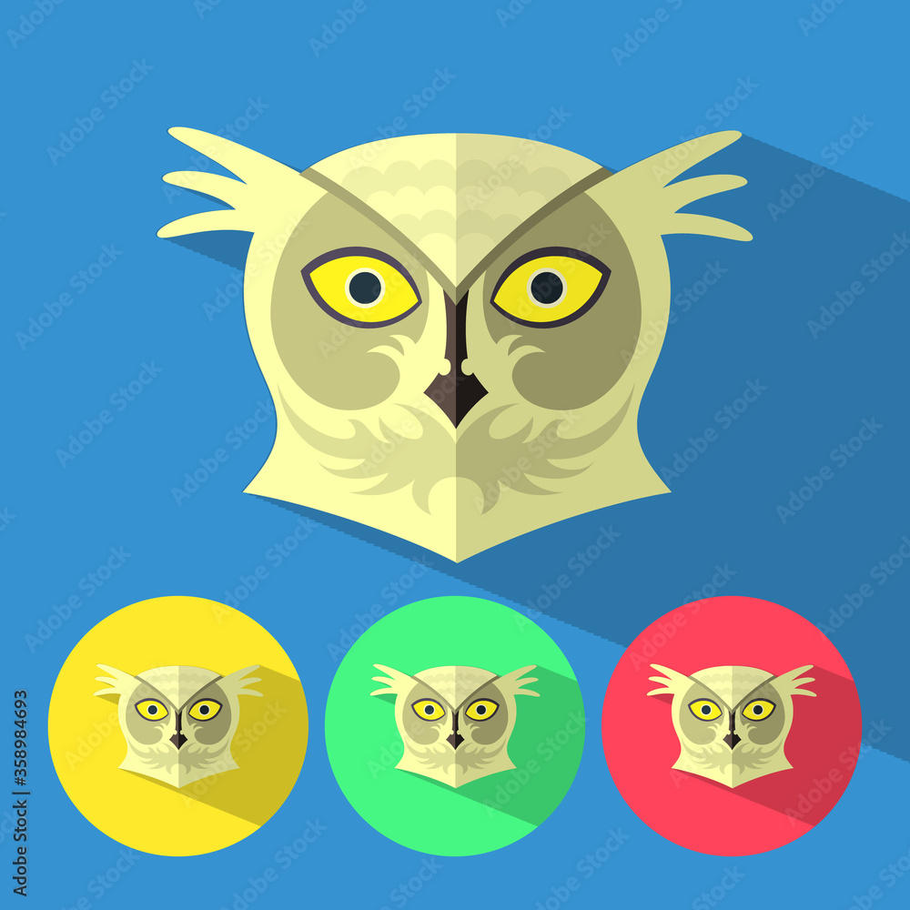 cute owl flat icon vector illustration