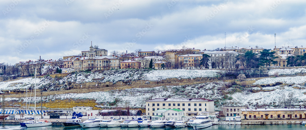 Fototapeta premium Panoramic view of Sevastopol (Ukraine) in winter