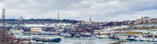 Panoramic view of Sevastopol (Ukraine) in winter