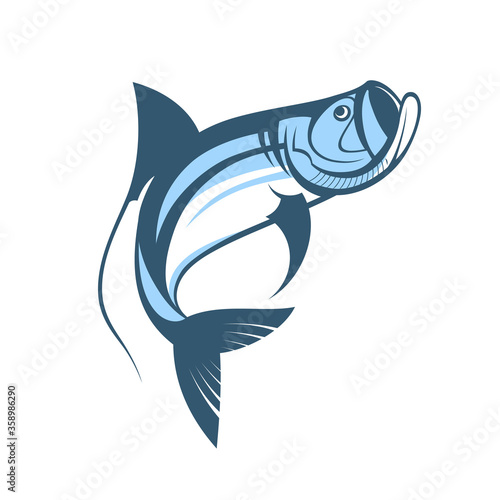 jumping tarpon fish logo template vector illustration photo