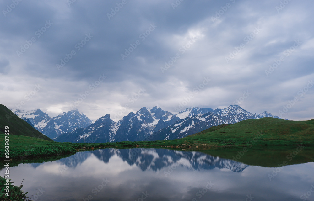 Mountain lakes of Koruldi. Caucasian mountains. Cold mountain water.