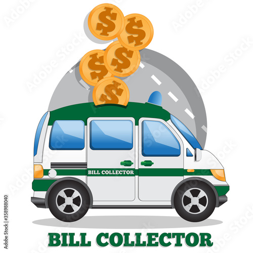 The cash collection machine. Side view. Vector illustration. Isolated on white background.