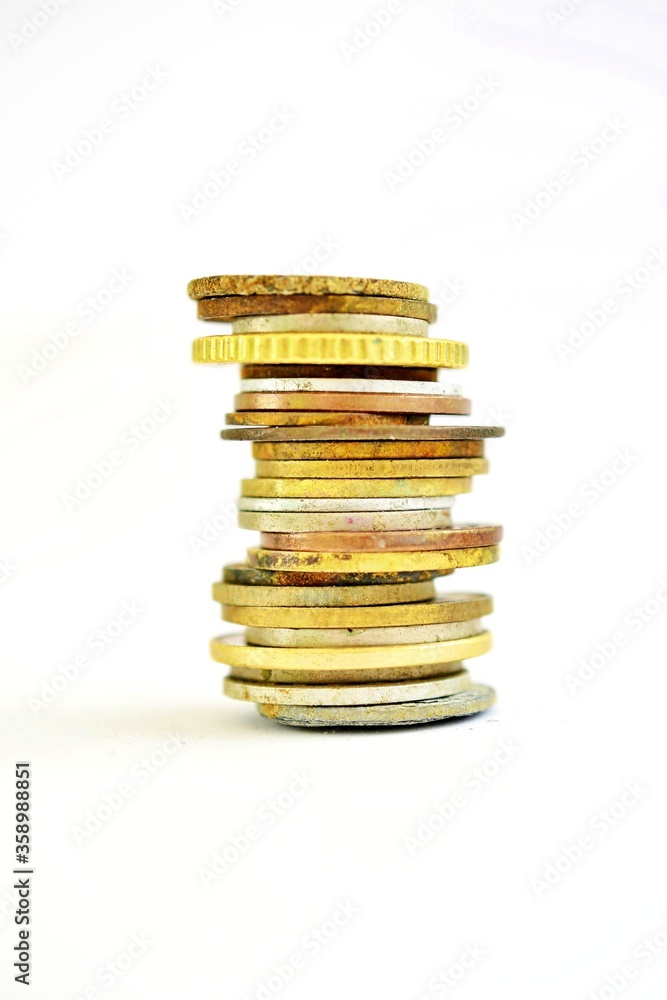 Coin stack on a white background Coin stack on a white background