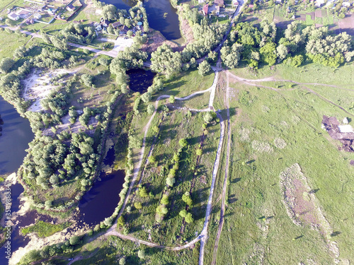 Aerial view of the saburb landscape (drone image). Near Kiev photo