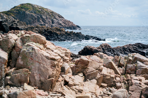 Wild rocky coast on Kullen peninsula in western Sweden, Skane