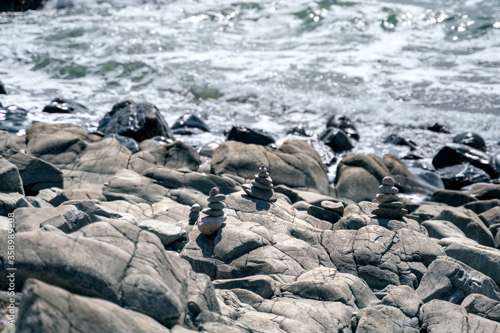 Fototapeta premium Wild rocky sea coast on Kullen peninsula in western Sweden, Skane