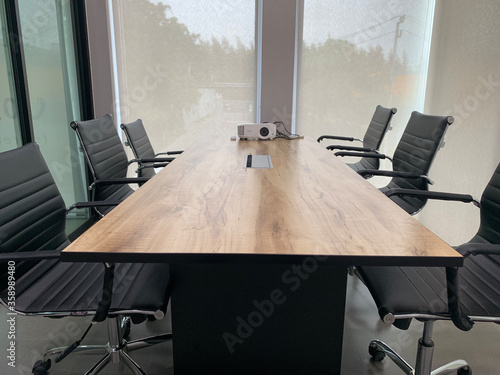An empty business meeting room in modern office. Interior of meeting room. Home office, Classroom and Co-working space.