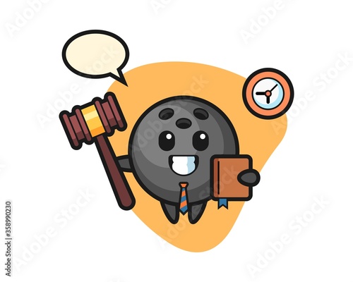 Bowling ball cartoon as a judge