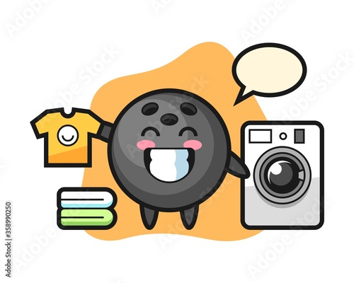 Bowling ball cartoon with washing machine