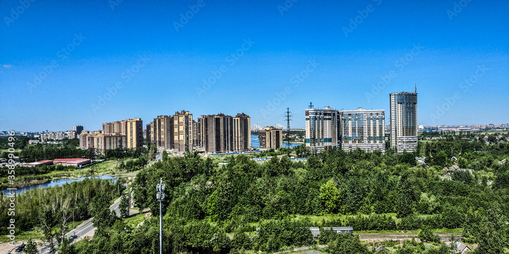 panoramic view of cityscapes from a height
