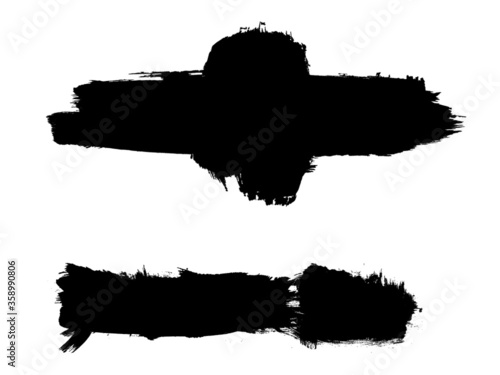 Grunge Paint Roller . Vector brush Stroke . Distressed banner . Black stripes isolated. paintbrush collection . Modern Textured shape . Dry border in Black . Bulge lines