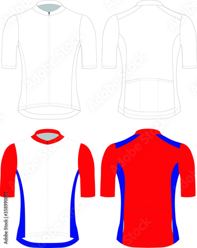 Cycling short sleeve jersey custom design blank template vector illustration 