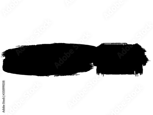 Grunge Paint Roller . Vector brush Stroke . Distressed banner . Black stripes isolated. paintbrush collection . Modern Textured shape . Dry border in Black . Bulge lines