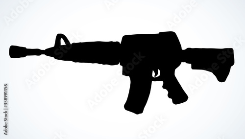 Submachine gun. Vector drawing object