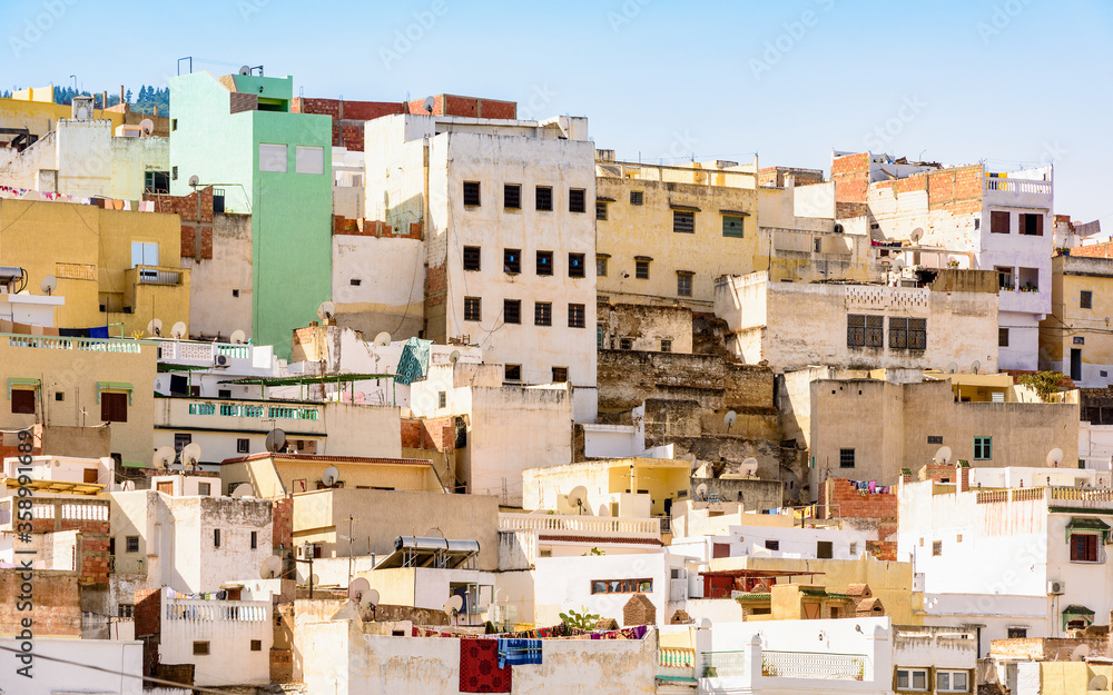 It's Panoramic view of Moulay Idriss, the holy town in Morocco, named after Moulay Idriss I arrived in 789 bringing the religion of Islam