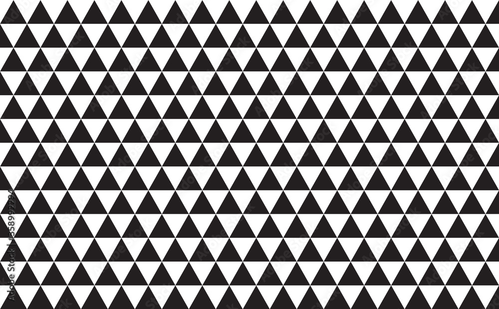 Seamless pattern background triangle. Black and white vintage retro design vector. Wallpaper consist of repeatable texture. Vector illustration of black and white triangles.