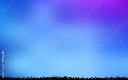 Light Pink, Blue vector texture with milky way stars. Glitter abstract illustration with colorful cosmic stars. Template for cosmic backgrounds.