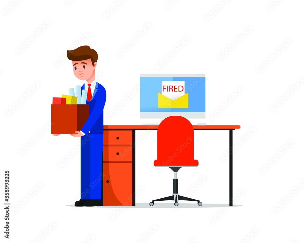 Fototapeta premium An employee being fired by electronic mail