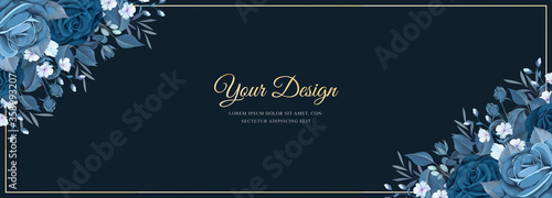 elegant invitation classic blue floral template