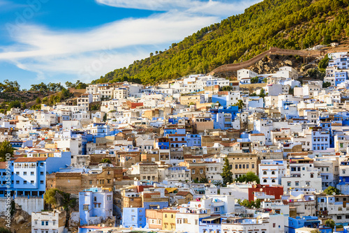 It's Panorama of Chefchaouen, Morocco. Town famous by the blue painted walls of the houses © Anton Ivanov Photo