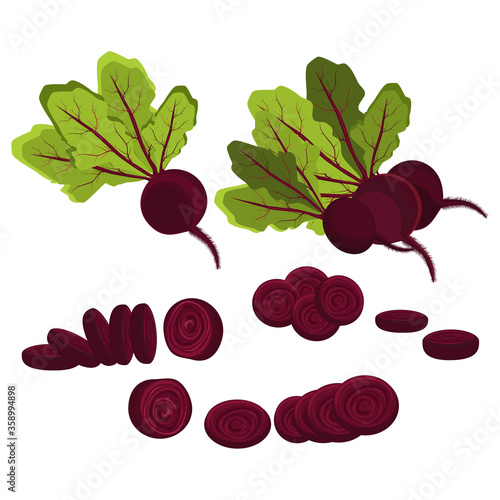 Beet. Beetroot set. Plant. Garden. Cooking, food, vitamins. Sliced ​​beets for cooking.