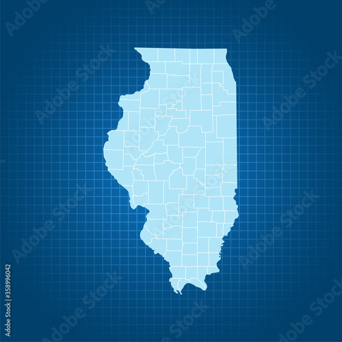 Canvas-taulu map of Illinois