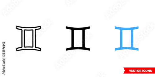 Gemini icon of 3 types. Isolated vector sign symbol.