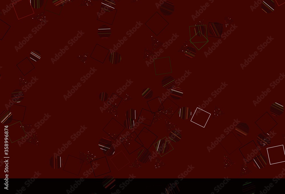 Fototapeta premium Light Green, Red vector backdrop with lines, circles, rhombus.
