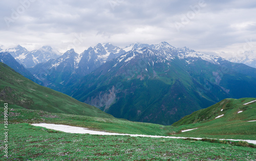 Mountain landscapes of Georgia, Caucasus mountains. High green valley, Svaneti.