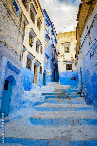 It s Blue walls of the houses of Chefchaouen  Morocco.