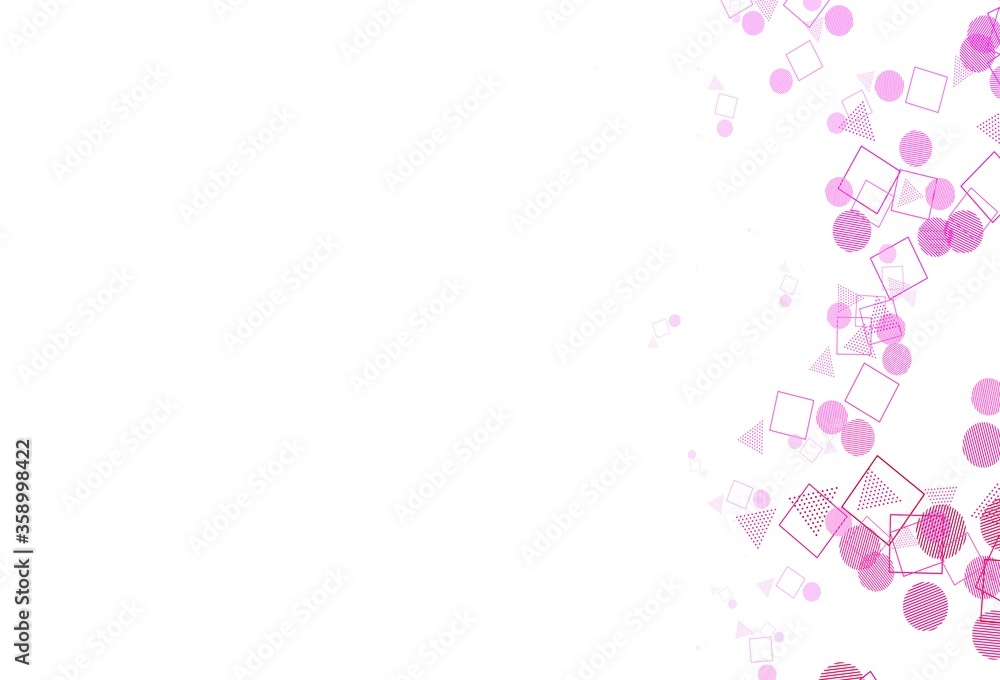 Light Purple, Pink vector template with crystals, circles, squares. Light Purple, Pink vector template with crystals, circles, squares.