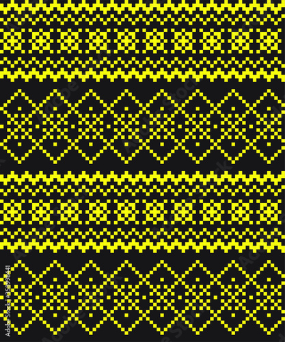 Yellow Christmas fair isle pattern background for fashion textiles, knitwear and graphics