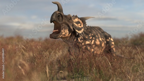Photography herbivorous, reptile, animal, einiosaurus, dinosaur, paleontology, jurassic, cre