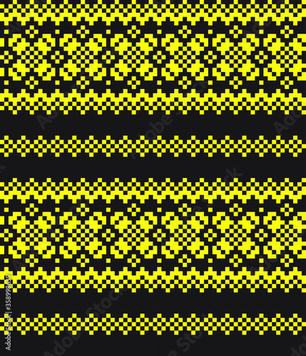 Yellow Christmas fair isle pattern background for fashion textiles, knitwear and graphics