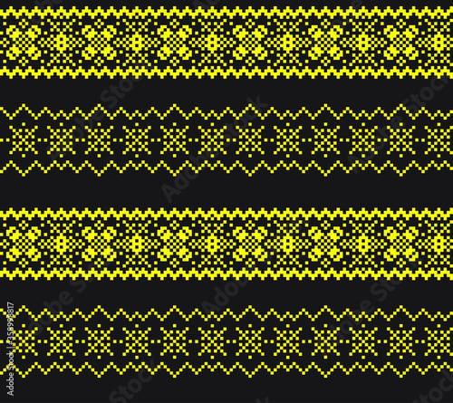 Yellow Christmas fair isle pattern background for fashion textiles, knitwear and graphics