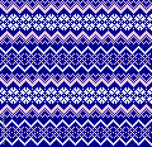 Pink Navy Christmas fair isle pattern background for fashion textiles, knitwear and graphics