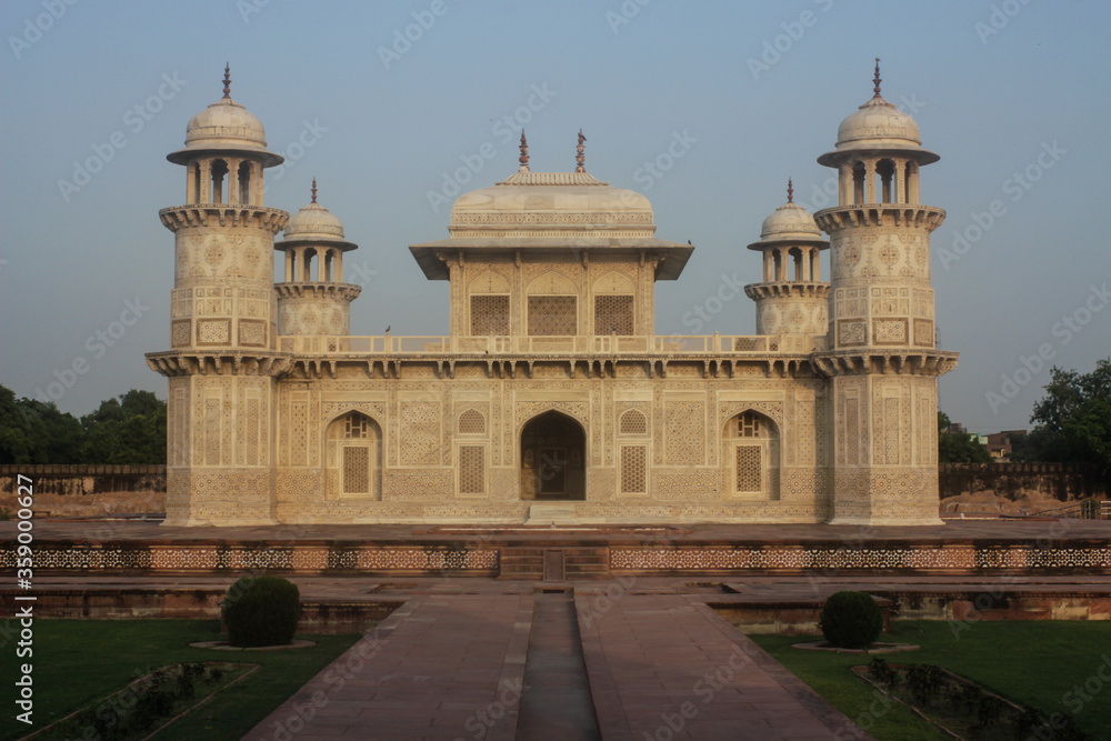 Beautiful Temple Shrine located in Agra at sunset, a very popular tourist destination in India