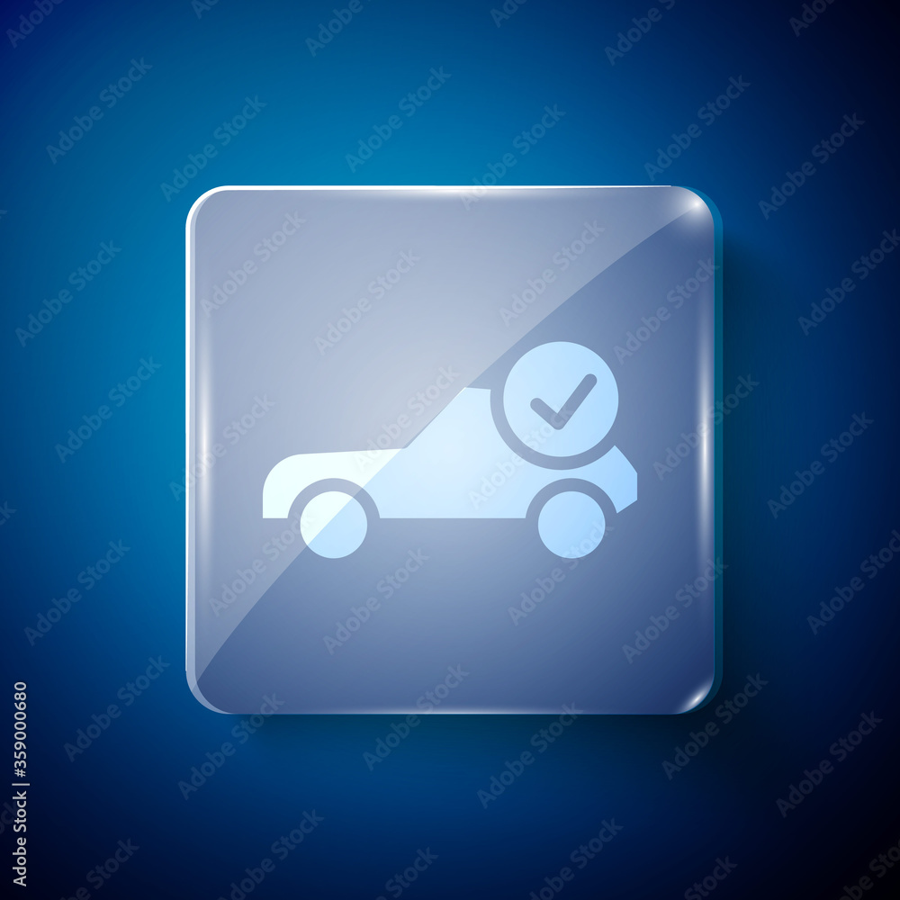 White Auto service check automotive icon isolated on blue background. Car service. Square glass panels. Vector Illustration. White Auto service check automotive icon isolated on blue background. Car service. Square glass panels. Vector Illustration.