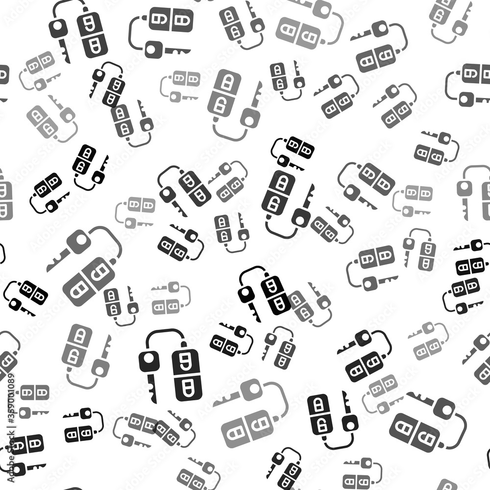 Black Car key with remote icon isolated seamless pattern on white background. Car key and alarm system. Vector Illustration. Black Car key with remote icon isolated seamless pattern on white background. Car key and alarm system. Vector Illustration.