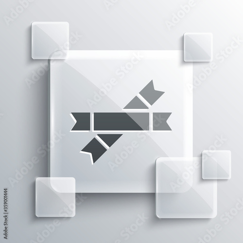 Grey Sugar stick packets icon isolated on grey background. Blank individual package for bulk food products as coffee, salt, spices. Square glass panels. Vector Illustration.