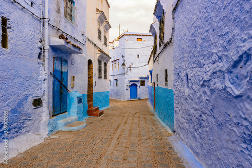 It's Blue wall of Chefchaouen, small town in northwest Morocco famous by its blue buildings