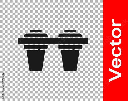 Black Water filter icon isolated on transparent background. System for filtration of water. Reverse osmosis system. Vector Illustration.