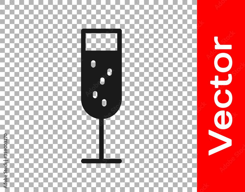 Black Glass of champagne icon isolated on transparent background. Vector Illustration. Black Glass of champagne icon isolated on transparent background. Vector Illustration.