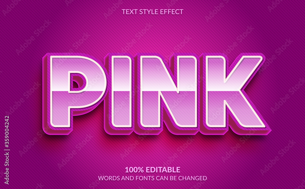 Editable Text Effect, Cute Pink Text Style